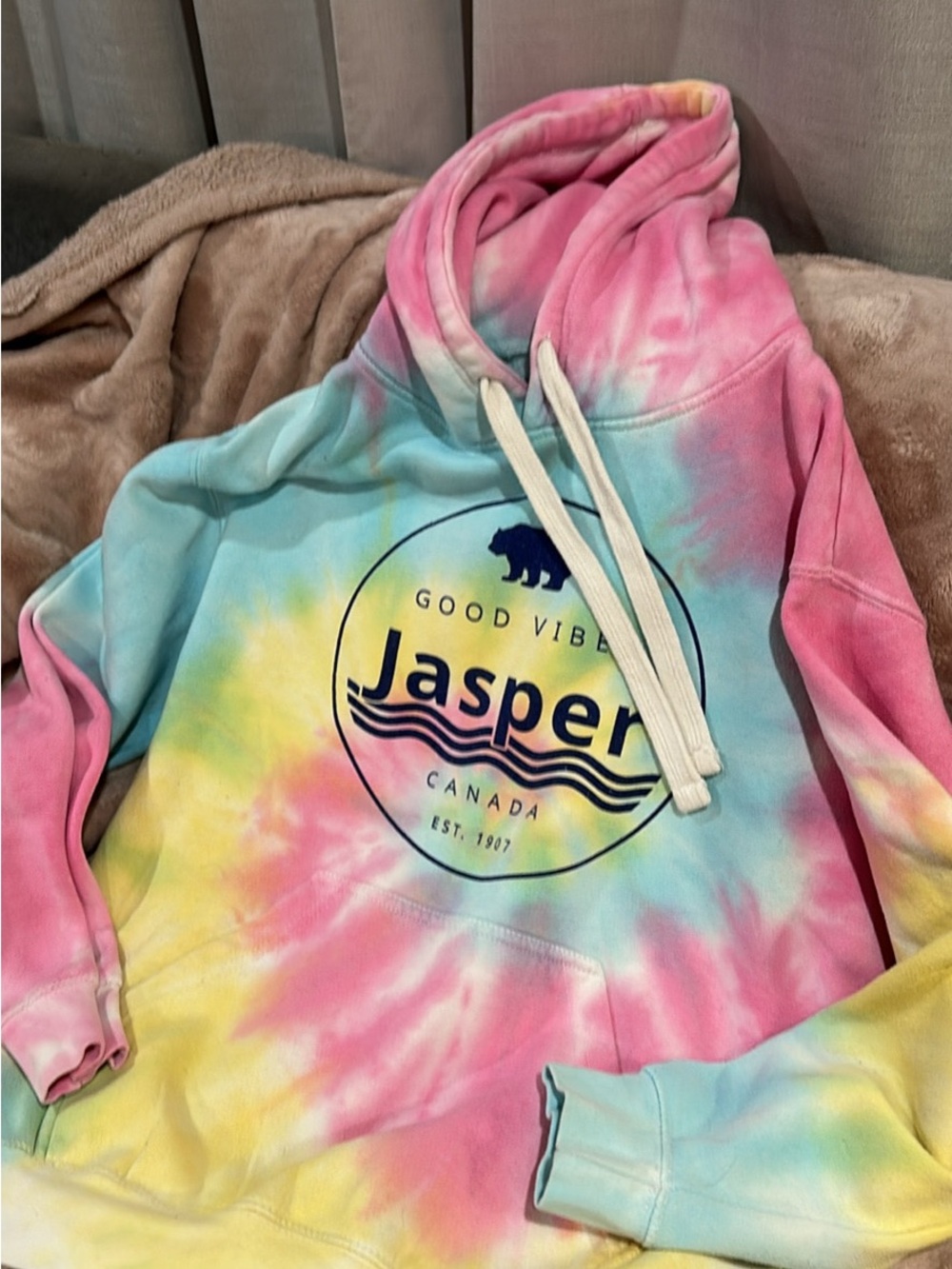 Tie-Dye Hooded Sweatshirt - Pink Blue Yellow